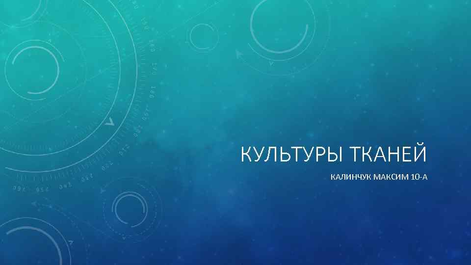КУЛЬТУРЫ ТКАНЕЙ КАЛИНЧУК МАКСИМ 10 -А 