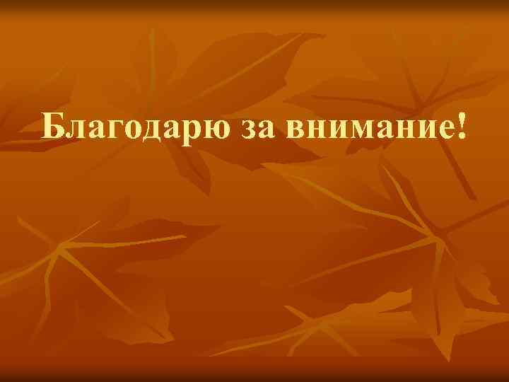 Благодарю за внимание! 
