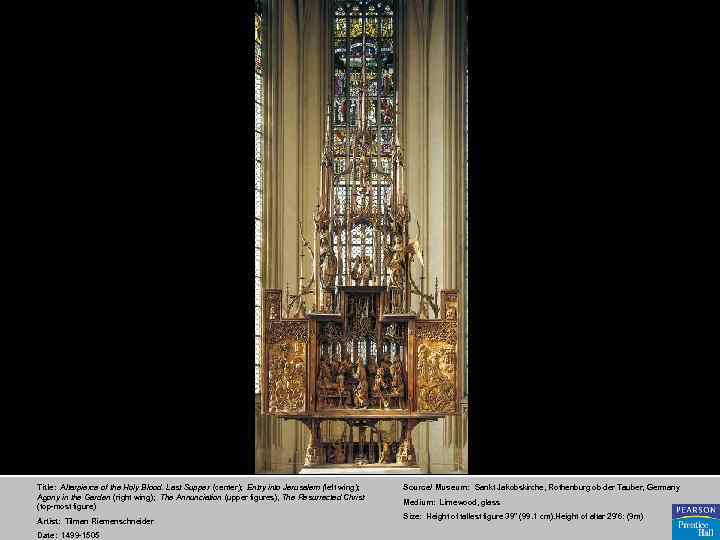 Title: Altarpierce of the Holy Blood. Last Supper (center); Entry into Jerusalem (left wing);