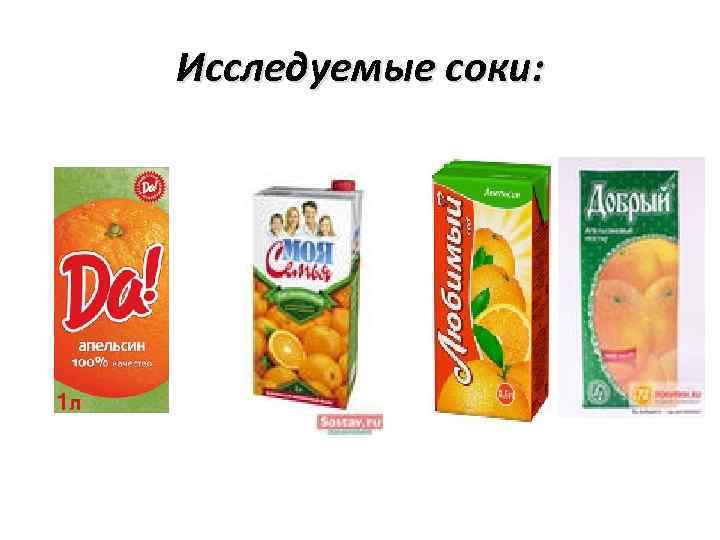 Исследуемые соки: 