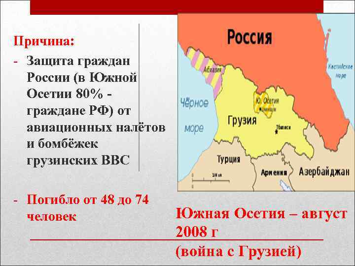 Причина: - Защита граждан России (в Южной Осетии 80% - граждане РФ) от авиационных