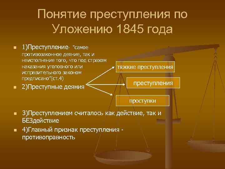 Право в 19 веке. Понятие преступления по уложению 1845. Преступления и наказания по уложению 1845. Уложение о наказаниях- понятие преступления. Наказание по уложение о наказаниях уголовных и исправительных 1845.