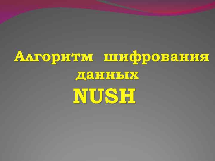 Алгоритм шифрования данных NUSH 