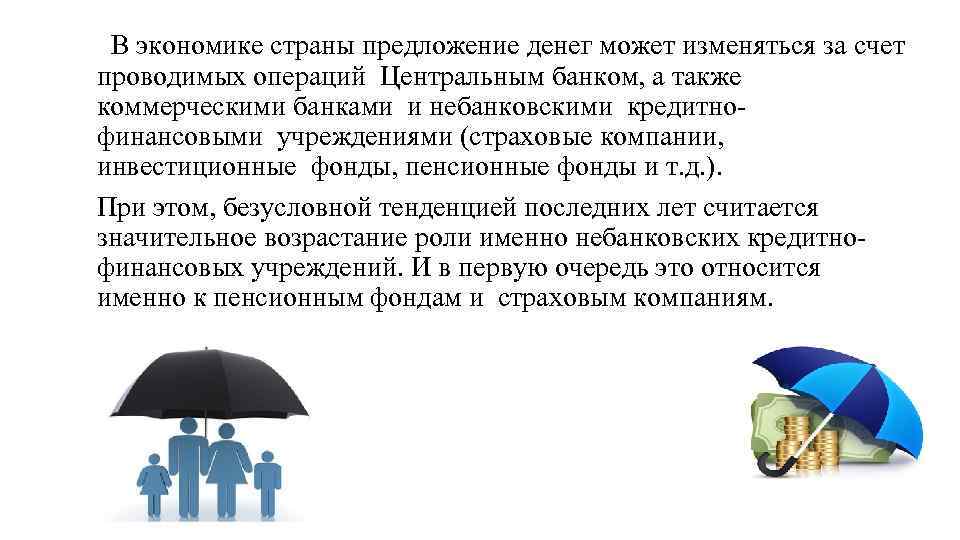 В экономике страны предложение денег может изменяться за счет проводимых операций Центральным банком, а