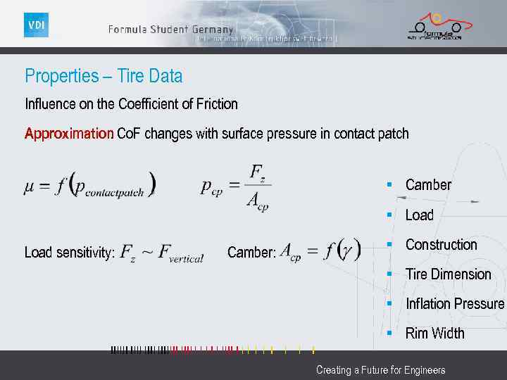 Properties – Tire Data Influence on the Coefficient of Friction Approximation Co. F changes