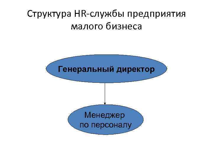 Структура HR-службы предприятия малого бизнеса Генеральный директор Менеджер по персоналу 