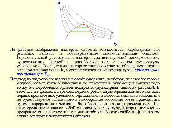 На рисунке изображены изотермы системы жидкость-газ, характерные для реальных веществ и подтвержденные многочисленными опытами.