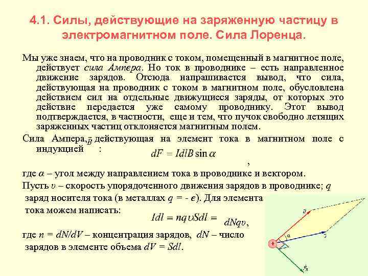 4. 1. Силы, действующие на заряженную частицу в электромагнитном поле. Сила Лоренца. Мы уже