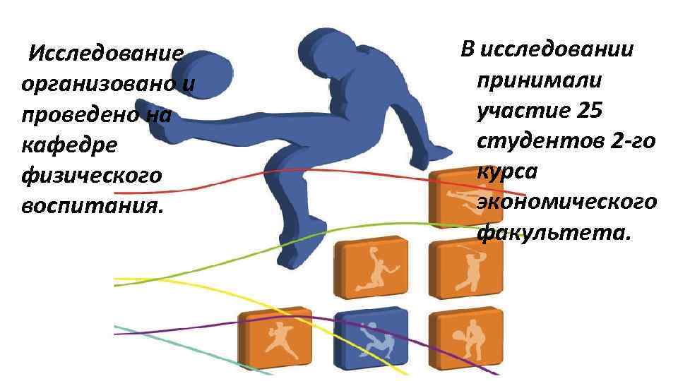  Исследование организовано и проведено на кафедре физического воспитания. В исследовании принимали участие 25