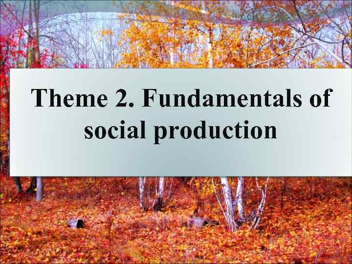 Theme 2. Fundamentals of social production 