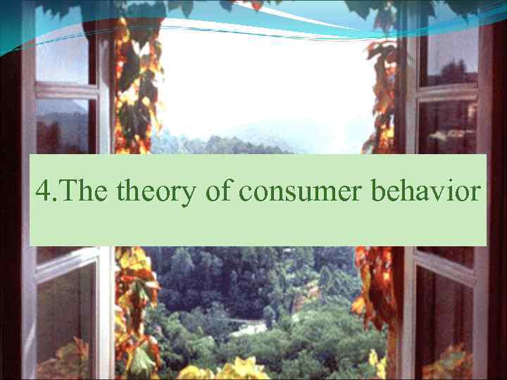 4. The theory of consumer behavior 