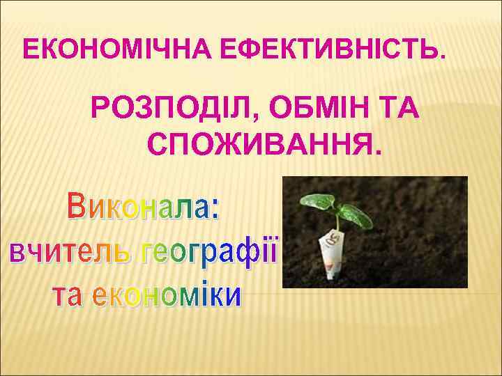 ЕКОНОМІЧНА ЕФЕКТИВНІСТЬ. РОЗПОДІЛ, ОБМІН ТА СПОЖИВАННЯ. 