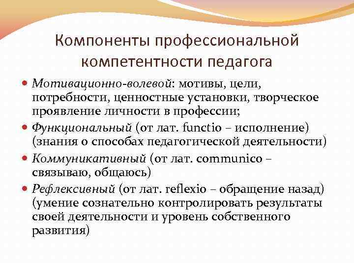 Компоненты профессиональной