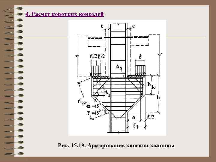 4. Расчет коротких консолей Рис. 15. 19. Армирование консоли колонны 