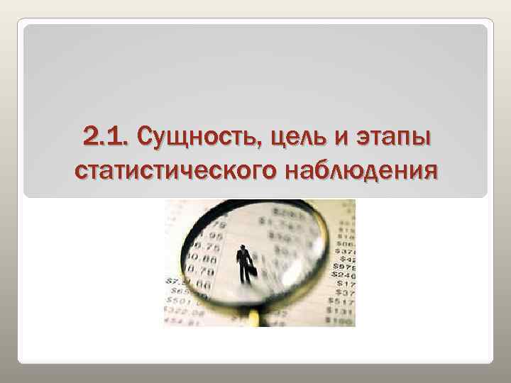 2. 1. Сущность, цель и этапы статистического наблюдения 