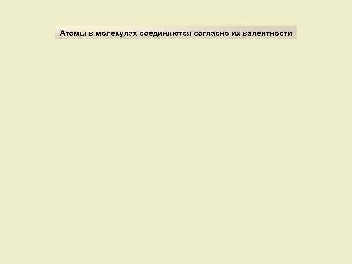 Атомы в молекулах соединяются согласно их валентности 