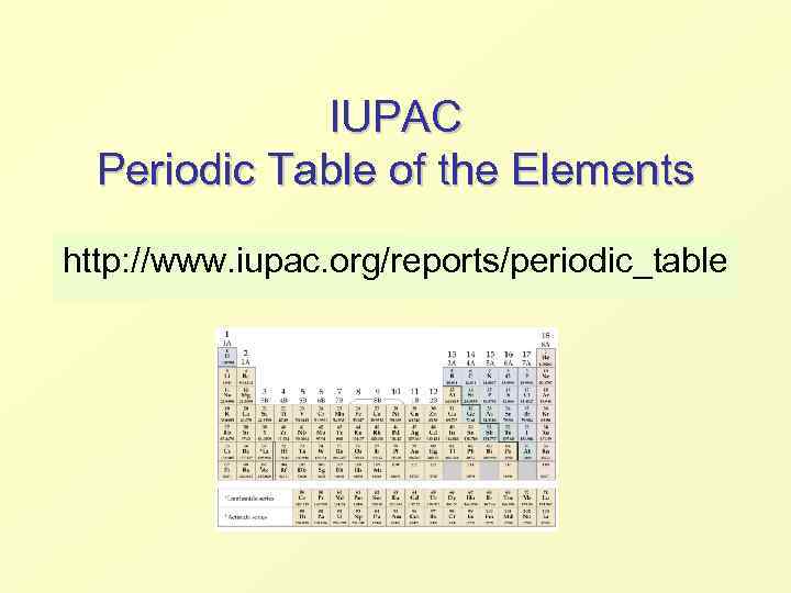 IUPAC Periodic Table of the Elements http: //www. iupac. org/reports/periodic_table 