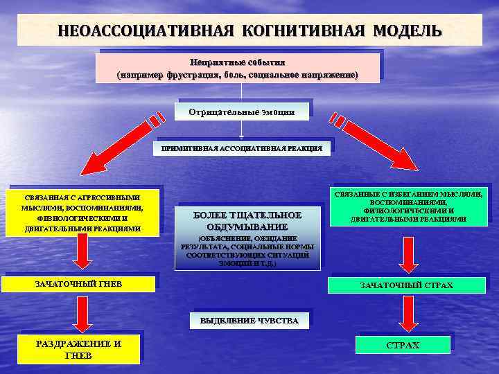 НЕОАССОЦИАТИВНАЯ КОГНИТИВНАЯ МОДЕЛЬ Неприятные события (например фрустрация, боль, социальное напряжение) Отрицательные эмоции ПРИМИТИВНАЯ АССОЦИАТИВНАЯ