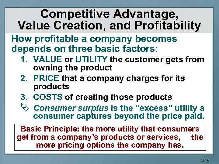 Competitive Advantage, Value Creation, and Profitability How profitable a company becomes depends on three