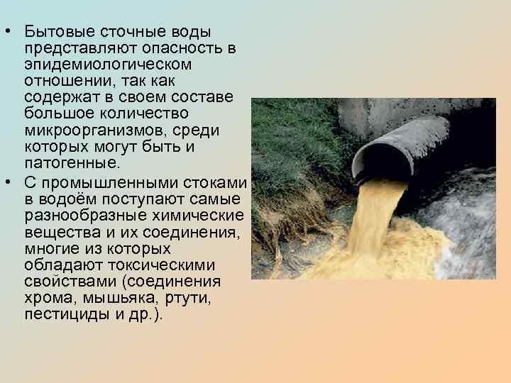 Загрязнение водоемов сточными водами презентация