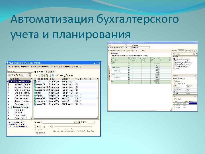 Автоматизация бухгалтерского учета и планирования 