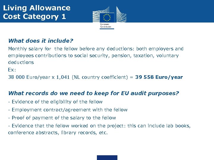 Living Allowance Cost Category 1 What does it include? Monthly salary for the fellow