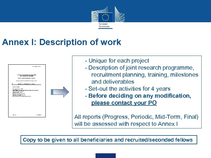 Annex I: Description of work - Unique for each project - Description of joint