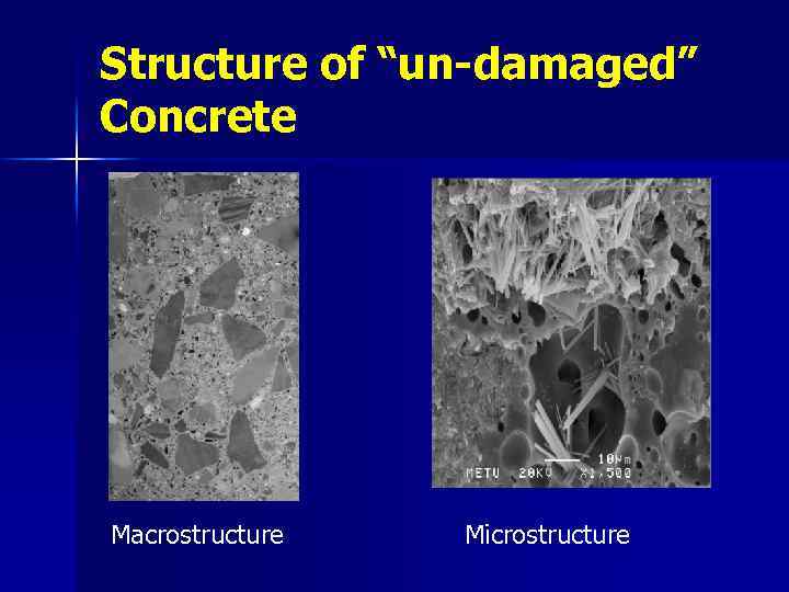 Structure of “un-damaged” Concrete Macrostructure Microstructure 