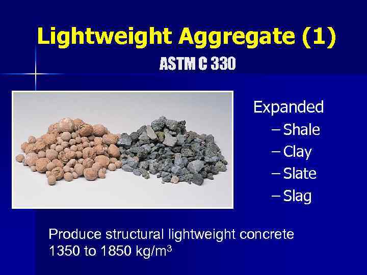Lightweight Aggregate (1) ASTM C 330 Expanded – Shale – Clay – Slate –