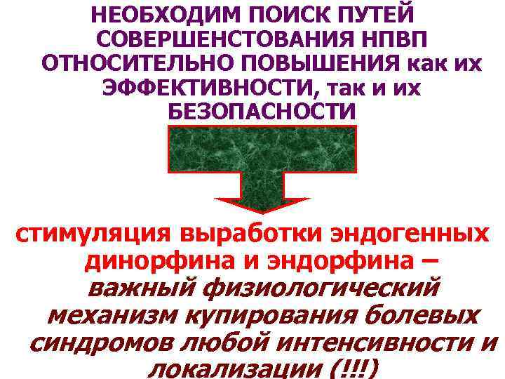 НЕОБХОДИМ ПОИСК ПУТЕЙ СОВЕРШЕНСТОВАНИЯ НПВП ОТНОСИТЕЛЬНО ПОВЫШЕНИЯ как их ЭФФЕКТИВНОСТИ, так и их БЕЗОПАСНОСТИ