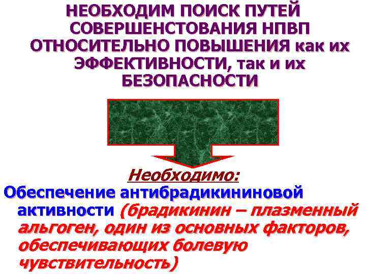 НЕОБХОДИМ ПОИСК ПУТЕЙ СОВЕРШЕНСТОВАНИЯ НПВП ОТНОСИТЕЛЬНО ПОВЫШЕНИЯ как их ЭФФЕКТИВНОСТИ, так и их БЕЗОПАСНОСТИ