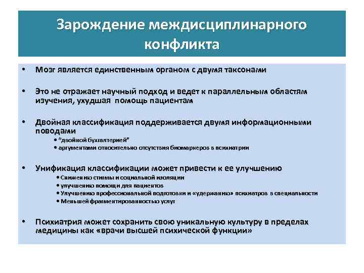 Зарождение междисциплинарного конфликта • Мозг является единственным органом с двумя таксонами • Это не