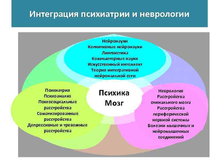 Интеграция психиатрии и неврологии Нейронауки Когнитивные нейронауки Лингвистика Компьютерные науки Искусственный интеллект Теория интегративной