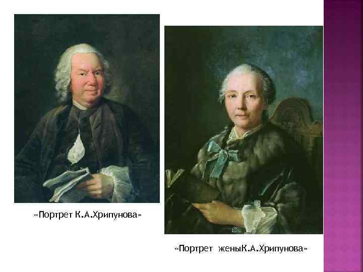 «Портрет К. А. Хрипунова» «Портрет жены. К. А. Хрипунова» 