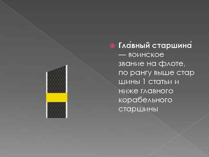  Гла вный старшина — воинское звание на флоте, по рангу выше стар шины