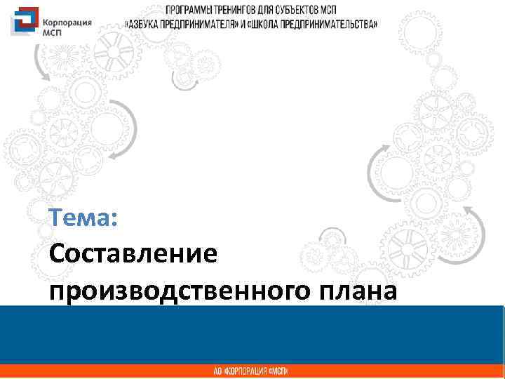Тема: Название презентации Составление производственного плана 