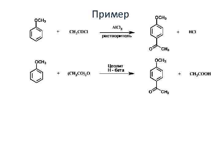 Пример Гомогенная Al. Cl 3 > 1 экв Растворитель Нужна стадия гидролиза продукта Разделение