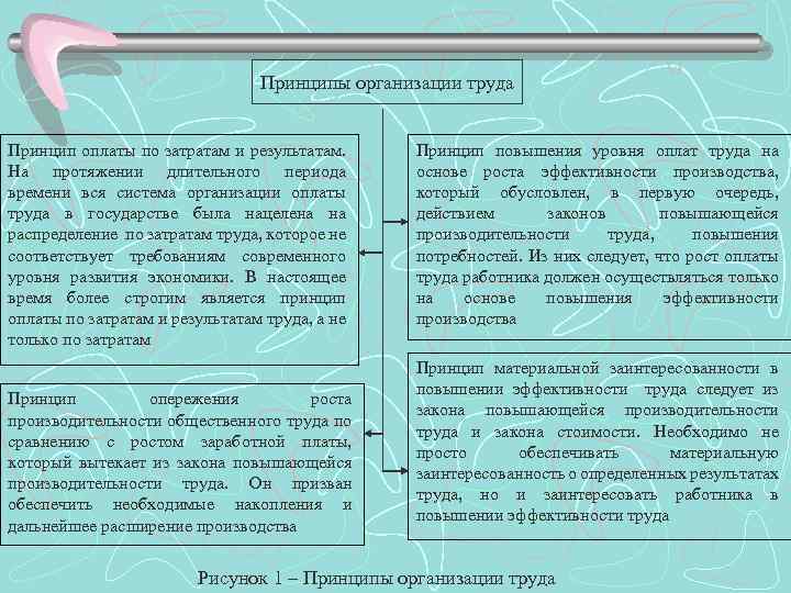 Принципы организации труда Принцип оплаты по затратам и результатам. На протяжении длительного периода времени