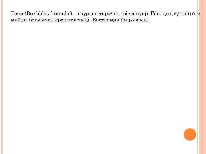 Гаял (Bos bidos frontalis) – гаурдан тараған, ірі жануар. Гаялдың сүтінің өте майлы болуымен