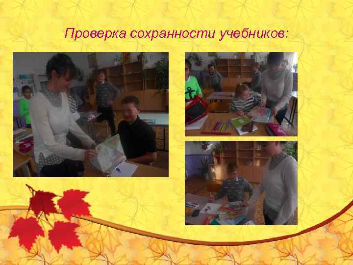 Проверка сохранности учебников: 