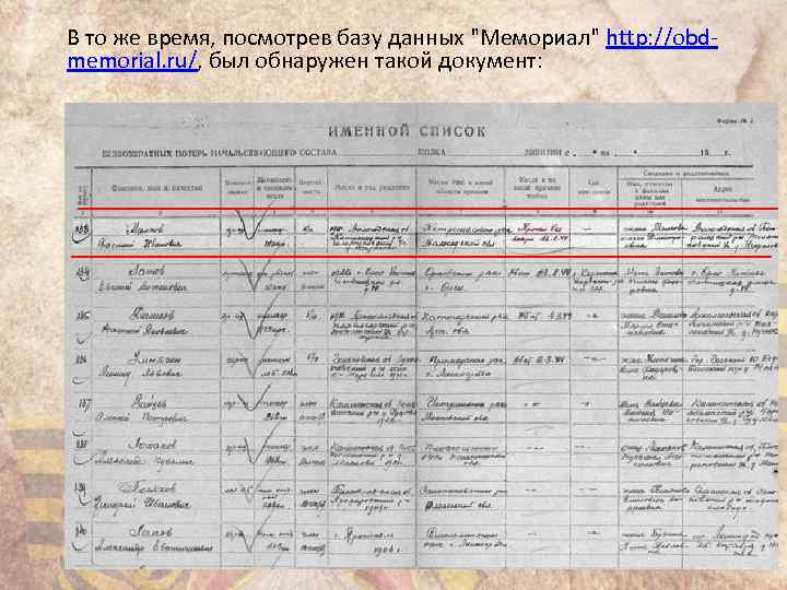 В то же время, посмотрев базу данных "Мемориал" http: //obdmemorial. ru/, был обнаружен такой