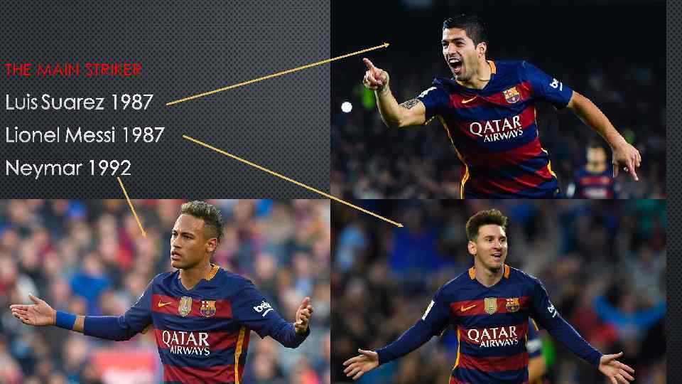 THE MAIN STRIKER LUIS SUAREZ 1987 LIONEL MESSI 1987 NEYMAR 1992 