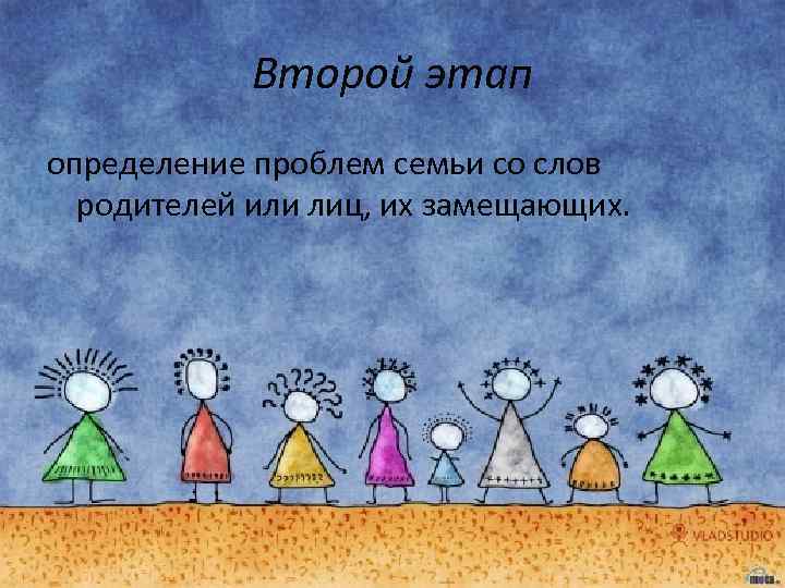 Второй этап определение проблем семьи со слов родителей или лиц, их замещающих. 