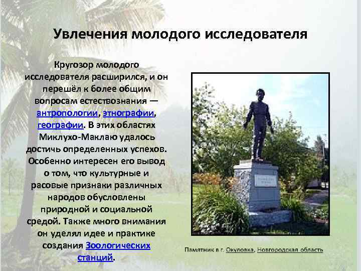 Увлечения молодого исследователя Кругозор молодого исследователя расширился, и он перешёл к более общим вопросам