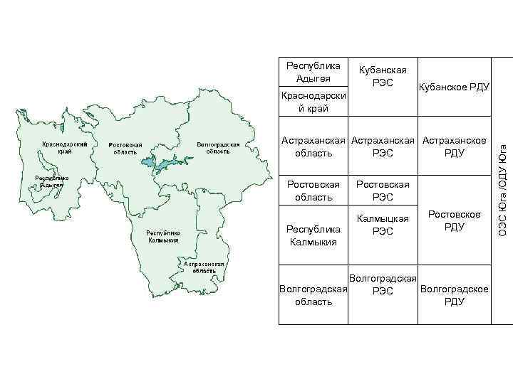 Краснодарски й край Кубанская РЭС Кубанское РДУ Астраханская Астраханское область РЭС РДУ Ростовская область