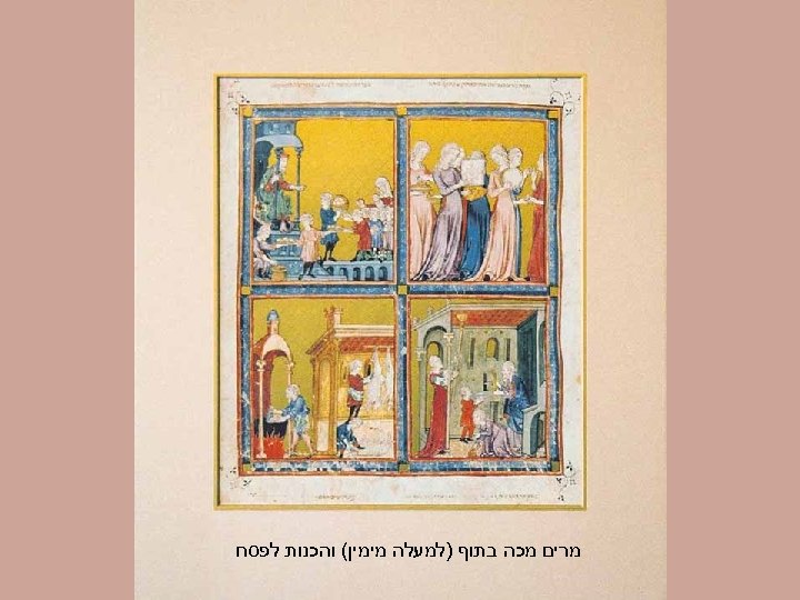  מרים מכה בתוף )למעלה מימין( והכנות לפסח 