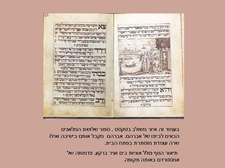  בעמוד זה איור משולב בטקסט , ספור שלושת המלאכים הבאים לביתו של אברהם