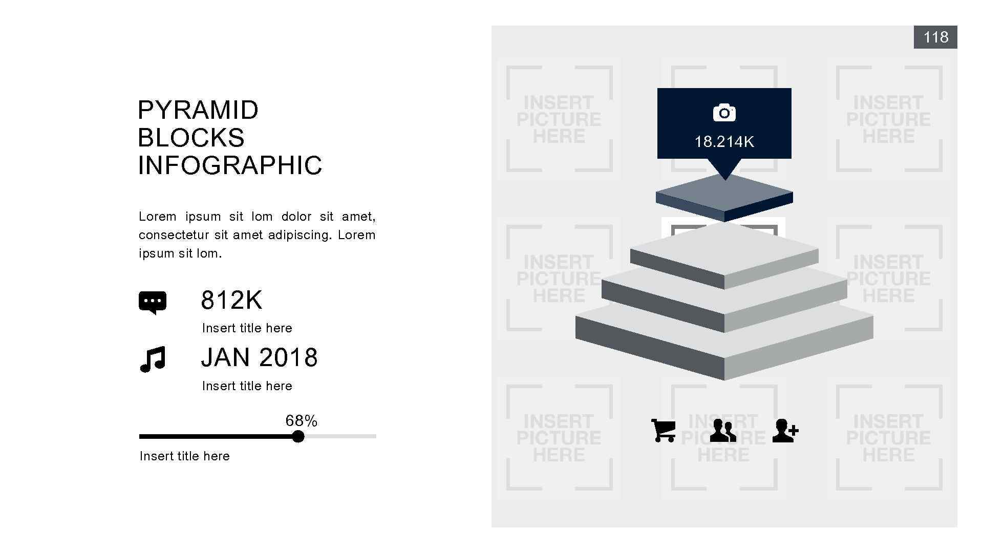 118 PYRAMID BLOCKS INFOGRAPHIC Lorem ipsum sit lom dolor sit amet, consectetur sit amet