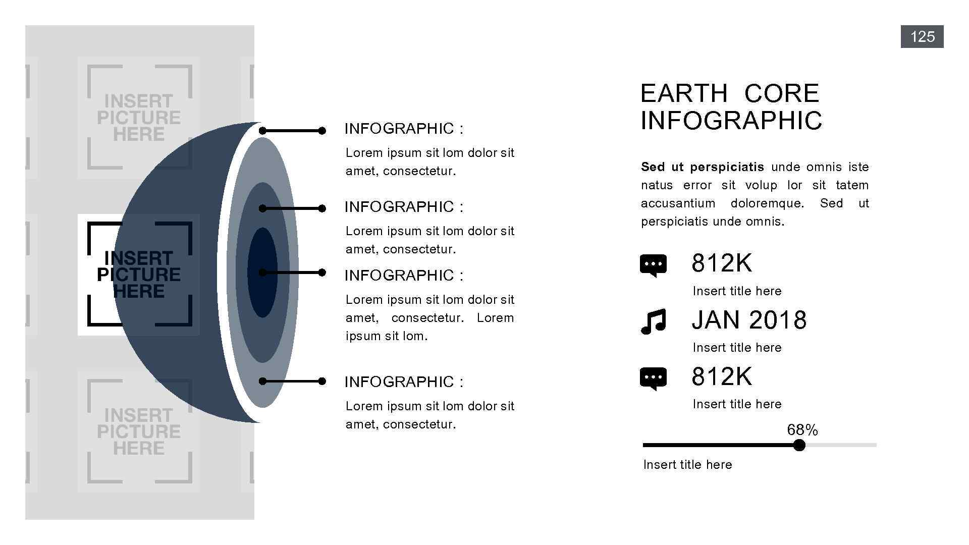 125 INFOGRAPHIC : Lorem ipsum sit lom dolor sit amet, consectetur. INFOGRAPHIC : EARTH