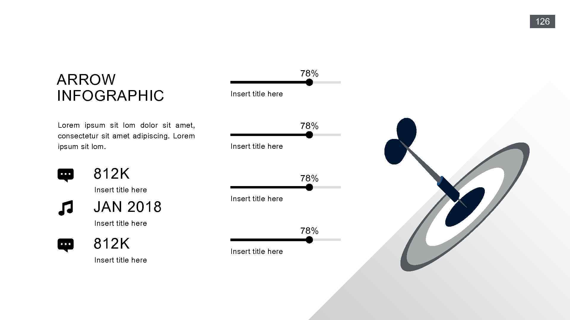 126 ARROW INFOGRAPHIC Lorem ipsum sit lom dolor sit amet, consectetur sit amet adipiscing.